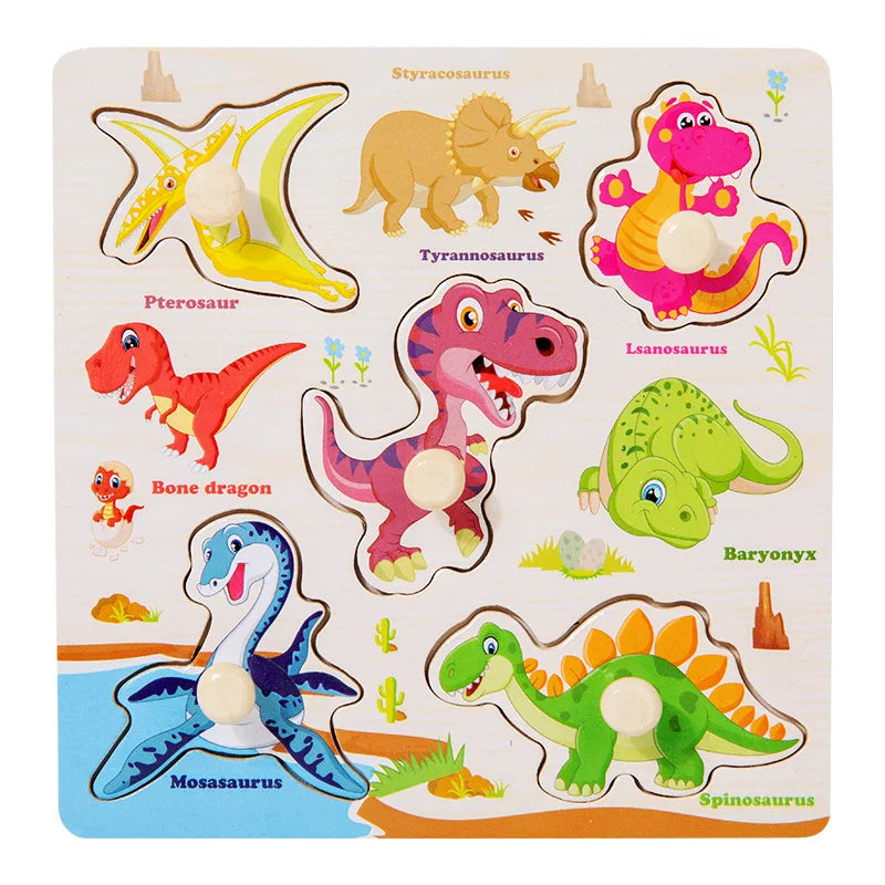 Baby Wooden Puzzles Montessori Toys 1 2 3 Years Toddler Toys Hand Grab Board Alphabet Number Cognition Learning Educational Toys