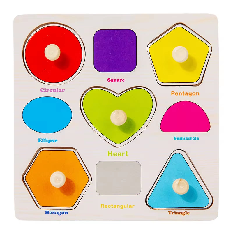 Baby Wooden Puzzles Montessori Toys 1 2 3 Years Toddler Toys Hand Grab Board Alphabet Number Cognition Learning Educational Toys