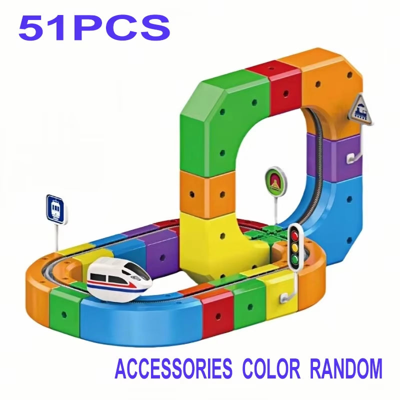 Kids Magnetic Rail Car Cube Toys Educational Toy DIY Building Blocks Magical Track Train Gravity Maze Toy Christmas Gifts