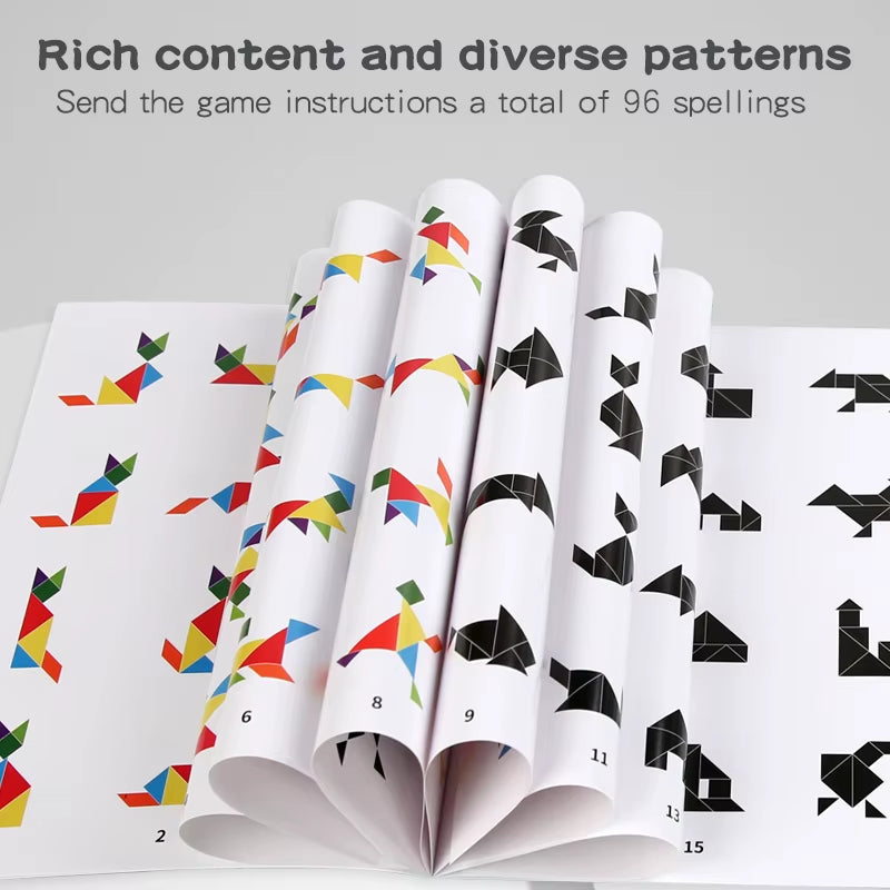 3D Wooden Magnetic Jigsaw Puzzle Games Geometric Shapes Tangram Toy Montessori Early Education Sorting for Toys Children Gifts