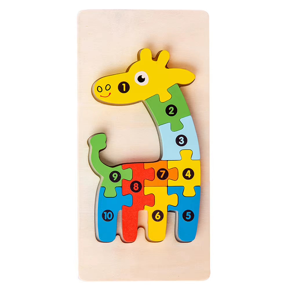 High Quality 3D Wooden Puzzles Educational Cartoon Animals Early Learning Cognition Intelligence Puzzle Game for Children Toys