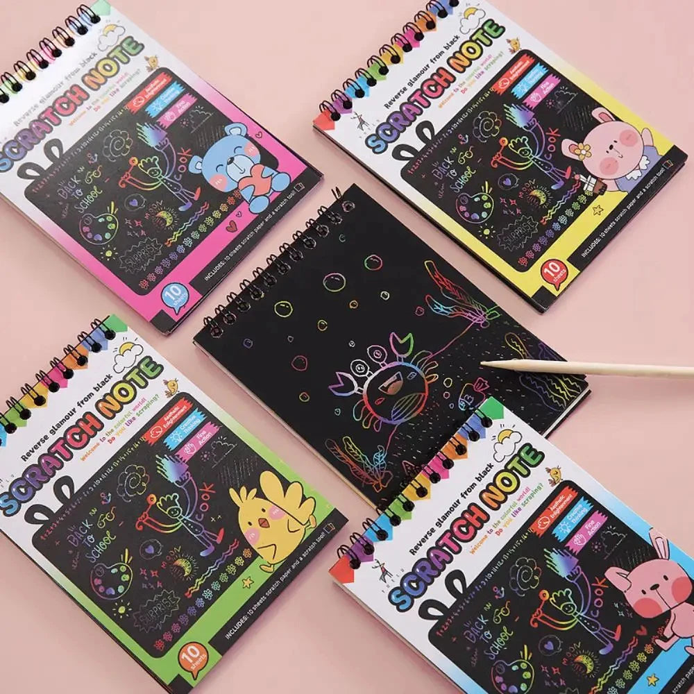 Rainbow Magic Scratch off Paper Set for Kids Arts Scraping Painting Toy Children DIY Graffiti Book Montessori Educational Toys