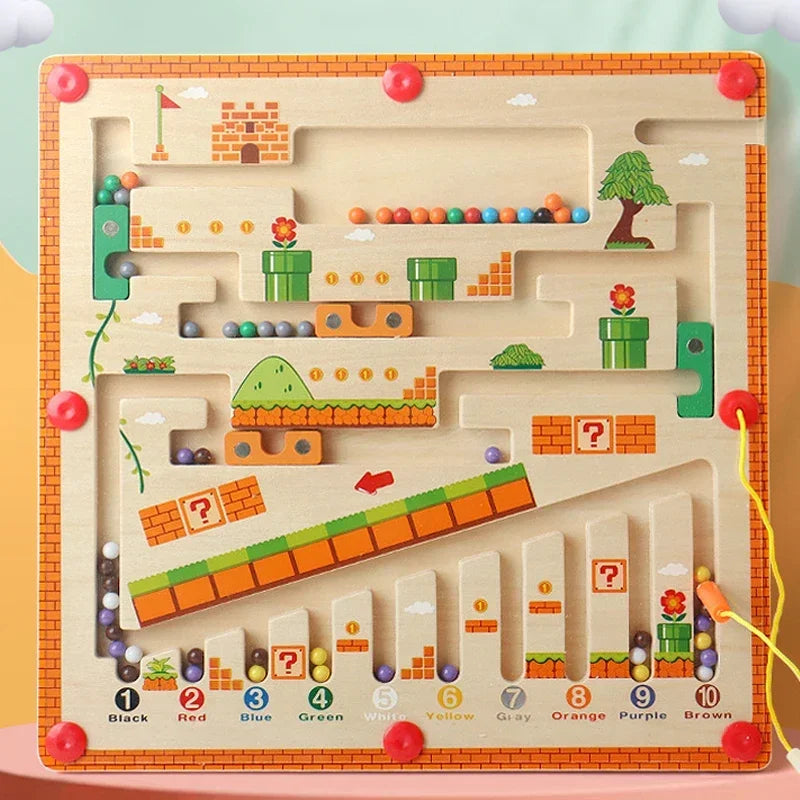 Wooden Magnetic Color and Number Maze Learning Education Toys Color Matching Montessori Toys Wooden Toys for Children Gift
