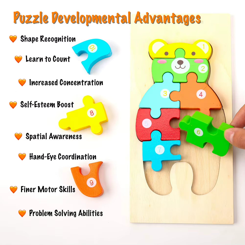 High Quality 3D Wooden Puzzles Educational Cartoon Animals Early Learning Cognition Intelligence Puzzle Game for Children Toys