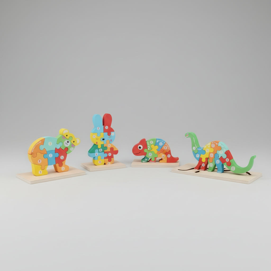High Quality 3D Wooden Puzzles Educational Cartoon Animals Early Learning Cognition Intelligence Puzzle Game for Children Toys